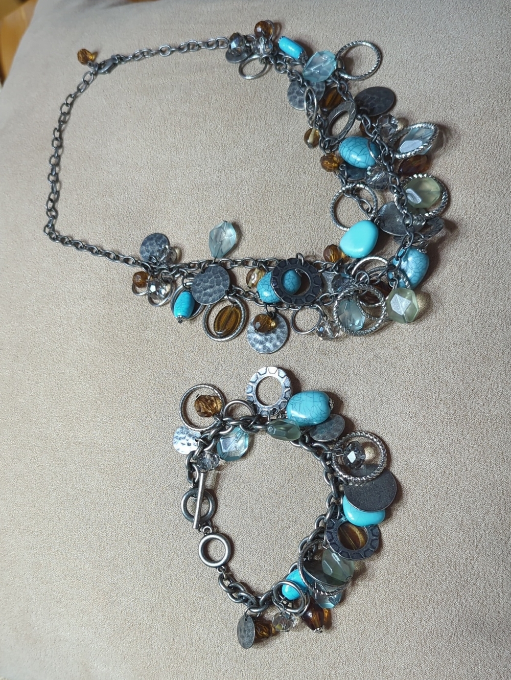 Premier Jewelry Turquoise Charm Necklace and Bracelet Set - Women Jewelry